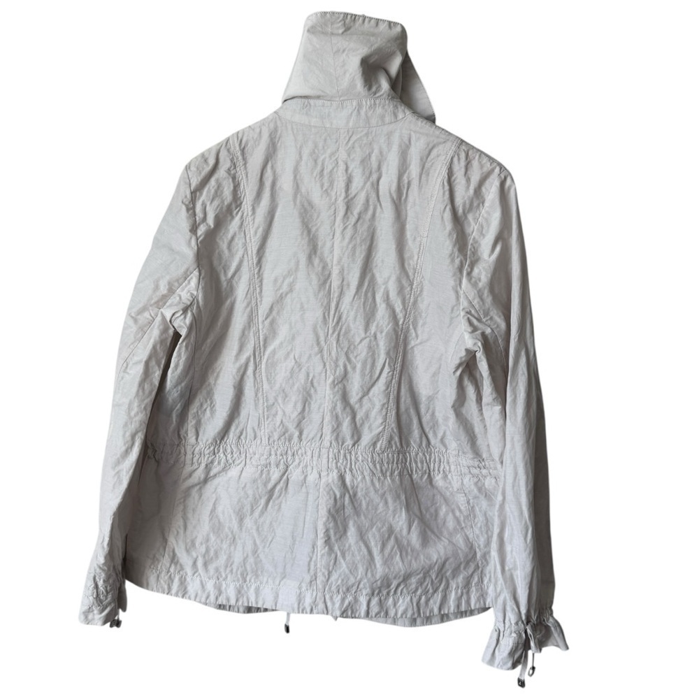 Cole Haan Nylon Jacket Draw String Front Zip High Neck Off White Women's Large - Picture 9 of 13